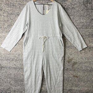 World Market Jumpsuit Womens L/XL Gray Lounge Textured Knit Drawstring Waist